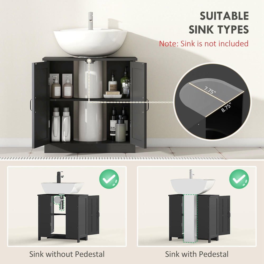 Resenkos Bathroom Sink Cabinet, Pedestal Sink Cabinet with Adjustable Shelf, Black(sink not included)