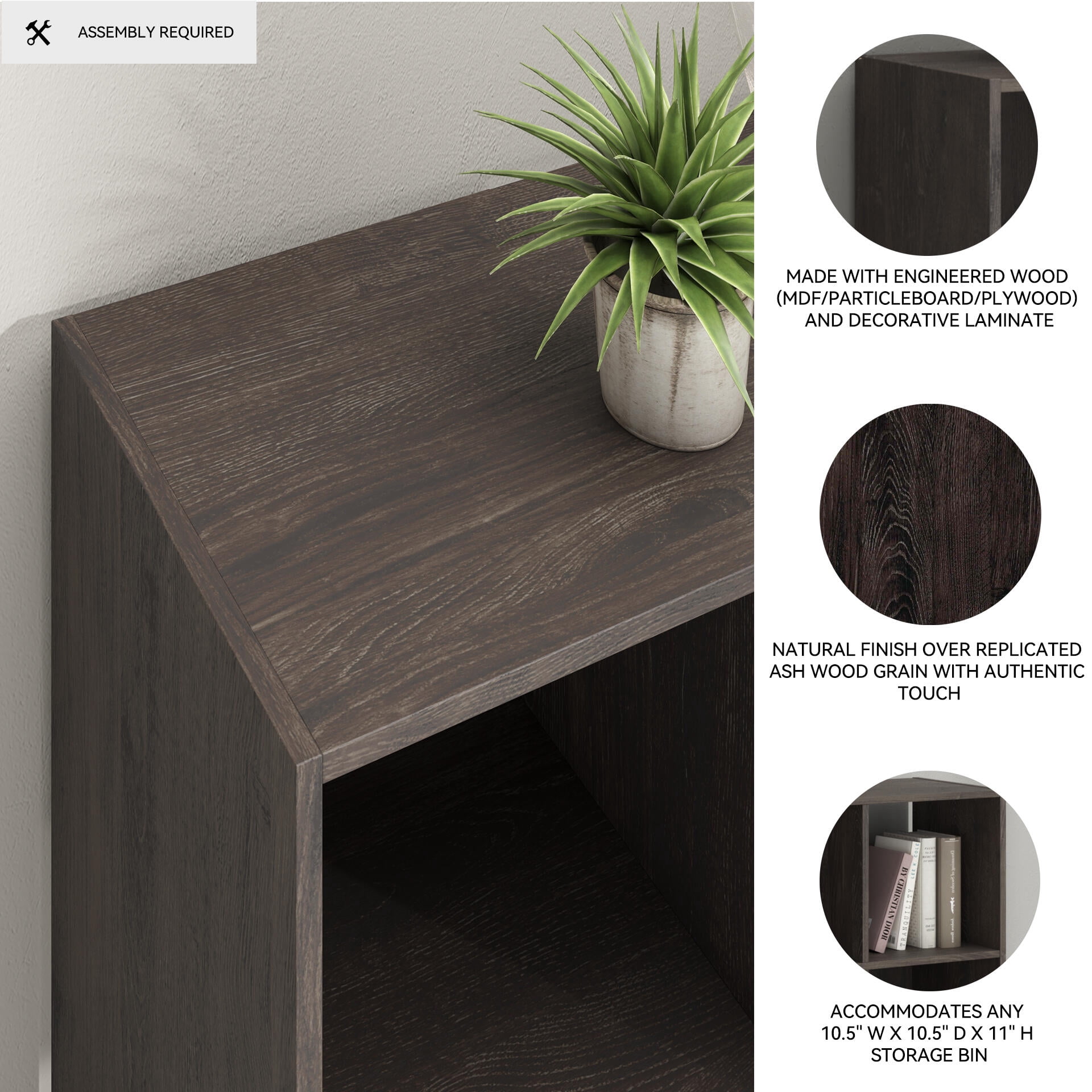 Signature Design by Ashley Piperton 9 Cube Storage Organizer with Charcoal Finish