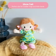 Tiger Tribe: Nellie Rag Doll - 10/ 25cm - Green-Yellow Flower Dress, Soft Snuggly Velboa Fabric, Super Cuddly Ideal For Newborn, Babies & Toddlers
