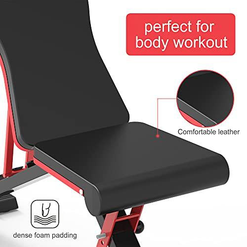 Full Body Strength Training Exercise Bench Press Fitness Sports Foldable Equipment up to 650lbs Rgswaz Weight Bench Adjustable for Home Gym Workout