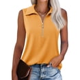 thumbnail image 3 of Summer Sleeveless Solid Knit Tops Lapel Tank Vest, 3 of 6