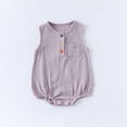 thumbnail image 4 of Loopsun Toddler Romper, Toddler Kids Girls Boys Short Sleeve Solid Color Button Pocket Jumpsuit Romper Purple 9-12 Months, 4 of 4
