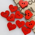 thumbnail image 3 of 100 Pcs 2 Holes Red Heart Shaped Buttons Flat Natural Wooden Buttons Solid Color Spray Painted Sewing Buttons Bulk for Sewing Making Crafts Scrapbooking Valentines Day Diy Accessories Supply diy, 3 of 5