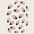 thumbnail image 2 of Uñas postizas en forma de almendra, punta francesa negra, uñas postizas acrílicas, pegamento artificial mediano en uñas para mujeres y niñas, decoración de uñas de verano, 24 piezas, 2 of 4