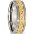 thumbnail image 4 of Titanium 7mm Yellow Ip-Plated X Design Grooved Satin Band (Size 8) Made In China tb244-8, 4 of 5