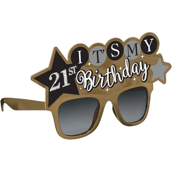 It's My Birthday Shimmering Gold Colored Sunglasses for Party