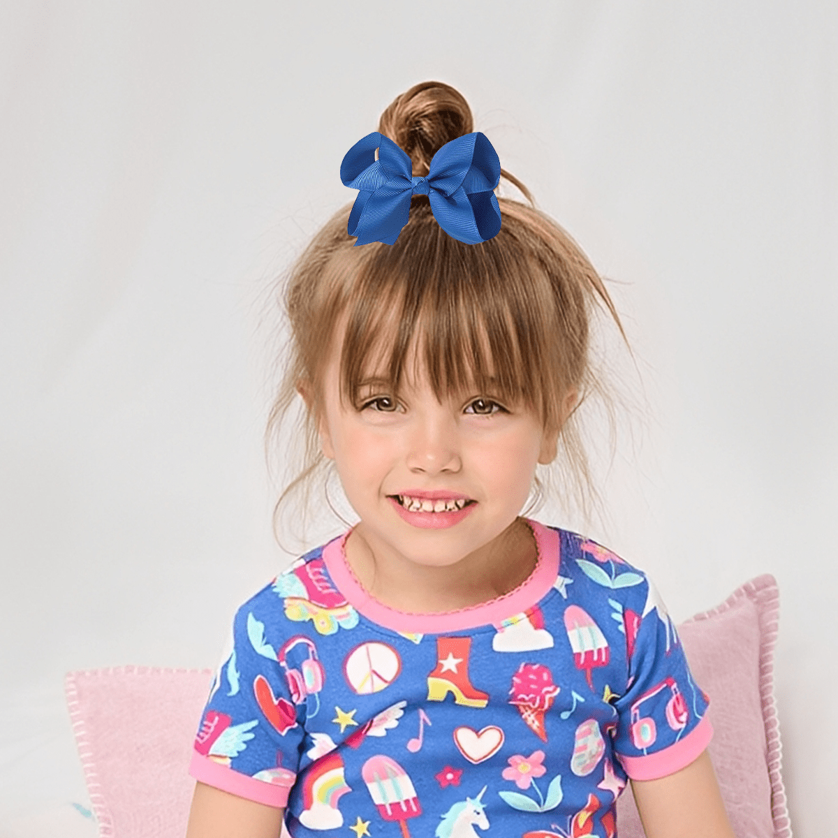 JoyBowie 24pcs Solid Color Hair Bows Set, 12pcs 3Inch & 12pcs 4.5Inch Grosgrain Ribbon Alligator Clips
