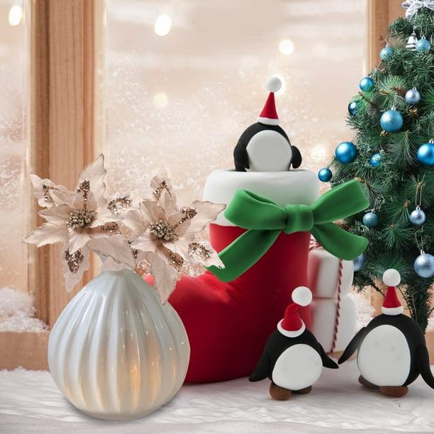 Adornos navideños, adornos navideños, regalos navideños, flores de Navidad, polvo de terciopelo, flores de simulación, adornos navideños para árbol de Navidad, colgantes de terciopelo