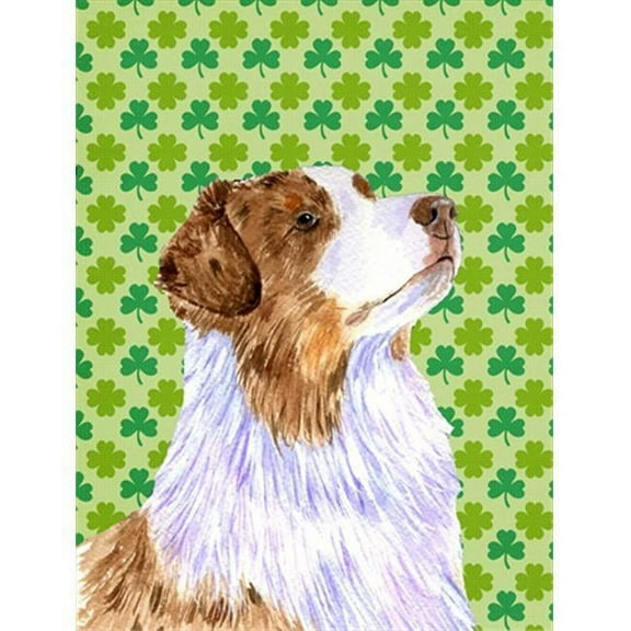 Australian Shepherd St. Patricks Day Shamrock Flag Garden Size