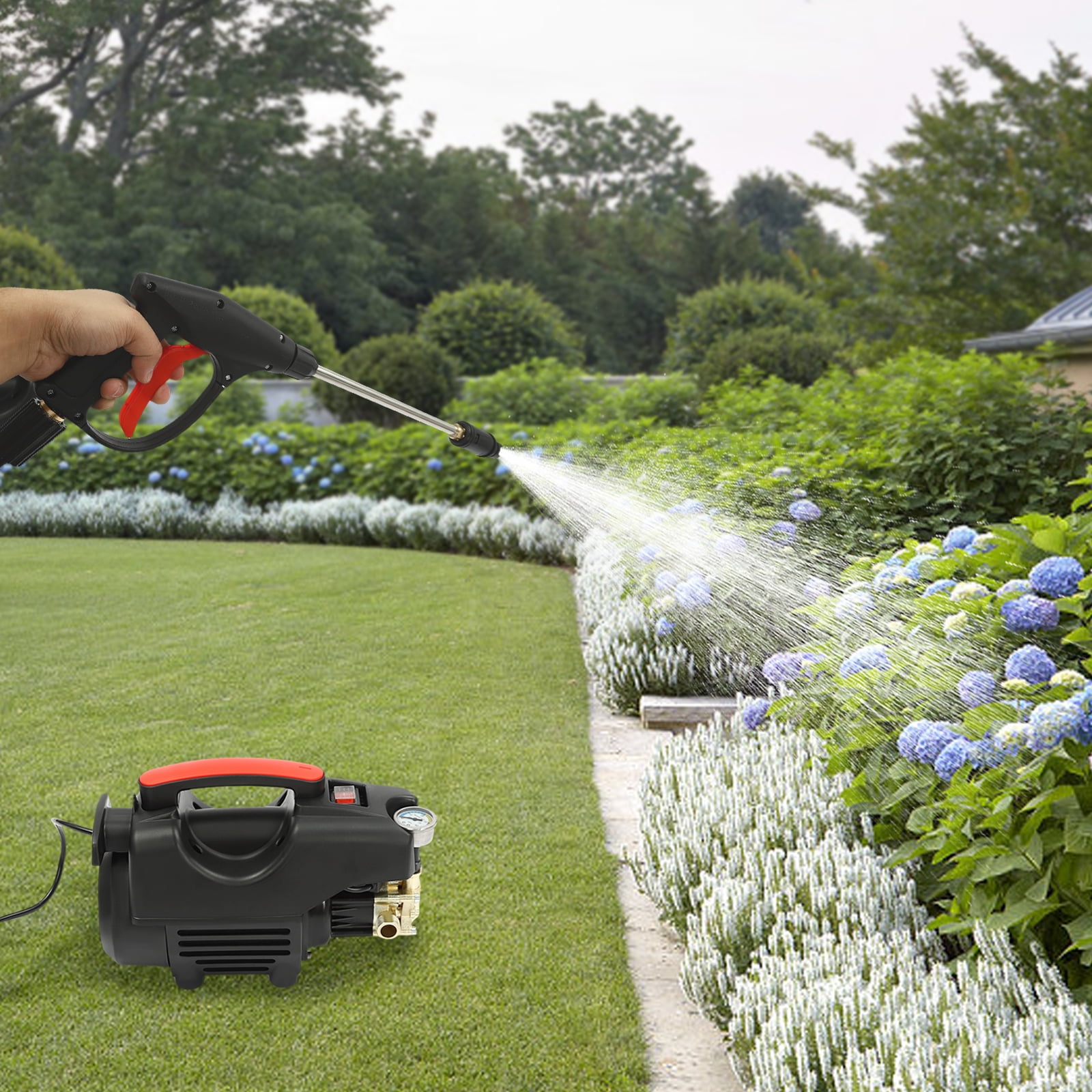 Wildnix High Pressure Washer Pump, 1400W High Efficiency Cleaning Machine with Foam Pot, Extension Pole, and 32.81ft Hose for Car and Floor Cleaning
