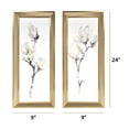 thumbnail image 2 of Harbortown 9x24 Magnolia Glass Wall Art, 2-Piece Set, White Etched Print, Modern Farmhouse Decor, 2 of 6