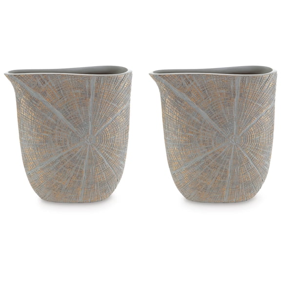 Signature Design by Ashley Ardenley 10.5" Vase Set of 2, Antique Gold Finish