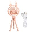 thumbnail image 2 of Stroller Fan with Flexible Tripod Clip On Battery Operated 3 Speed LED Lighting Cartoon Deer Horn 360 Degree Rotating Pink, 2 of 5