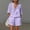 Purple, variant on OGLCCG 2 Piece Cotton Linen Sets for Women V Neck Short Sleeve Tops and Wide Leg Shorts Summer Casual Beach Outfits with Pockets,XXL