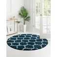 thumbnail image 4 of Unique Loom Trellis Shag Collection Area Rug - Ruby (7' 10" Round Navy Blue/Ivory), 4 of 11
