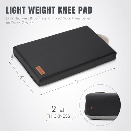 Waterproof Garden Kneeling Pad - 2" Thick Soft Foam Kneeling Mat for Gardeners with Handle & Removable Cover, Knee Support for Bathing, Black