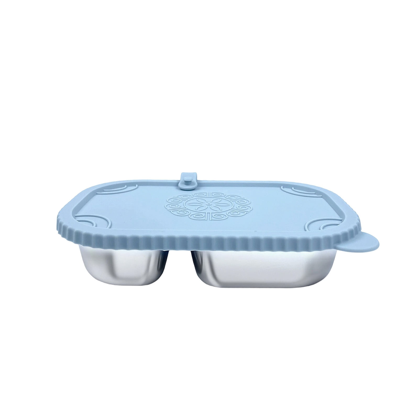Xheghe Stainless Steel Bento Box with Silicone Lid - Leak-Proof, Two-Compartment Design for Travel, Office, or Picnic Lunches