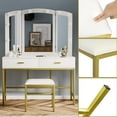 thumbnail image 6 of Semiocthome Modern Leather Backless Stool for Bedroom,15.7" White Finish, 6 of 6