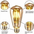 thumbnail image 2 of Bombilla LED Edison E27 decorativa ST64 vintage, diseño rústico industrial, equivalente a 4 W, 40 W, bombilla de filamento de larga duración, diseño exclusivo para protección de bombillas, luz cálida, 2 of 5