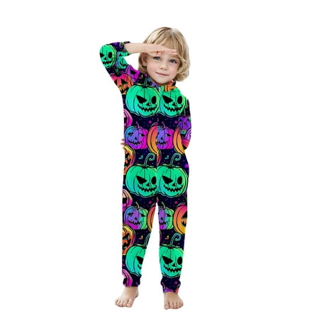

XFYSSS Halloween Baby Fashion Ghost Cute Cat Print Hooded Long Sleeved Jumpsuit Ha Yi Family Outfit Parent-child Outfit