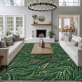 thumbnail image 3 of Area Rug for Living Room, Green Leaves Non-Slip Indoor Ex Large Carpet for Bedroom/Dining Room, Spring Watercolor Ethnic Botanical Geometric Washable Low-Profile Floor Runner Rugs - 8 x 10 Ft, 3 of 8