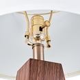 thumbnail image 5 of 26" Modern Wood Table Lamp With Oatmeal Linen Shade, Brown Wood Base, E26 Socket, ON/OFF Switch, Aesthetic, Minimalist Bedside Accent Lamp(Bulbs Not Included), 5 of 7