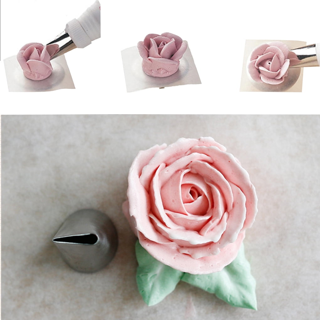 5pcs Rose Piping Tip Set Stainless Steel Petal Cupcake Nozzle Cake