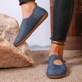 thumbnail image 2 of Women's Flat Casual Shoes Non Slip Wide Toe Box Ballet Flats Casual Slip On Low Top Barefoot Shoes with Fashion Button Blue Size 7.5, 2 of 8