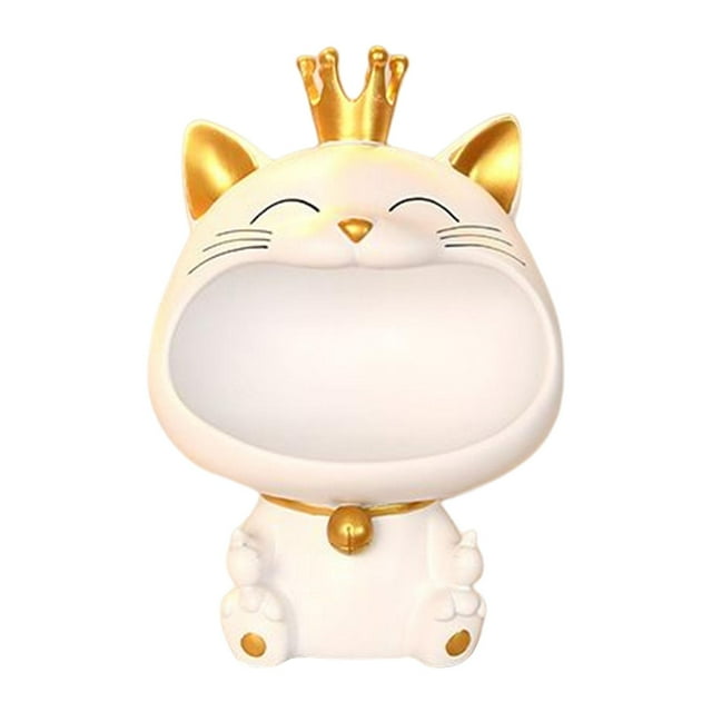 yuksok Cat Figurine Storage Box Candy Storage Box Resin Animal Sculpture Creative Snack B