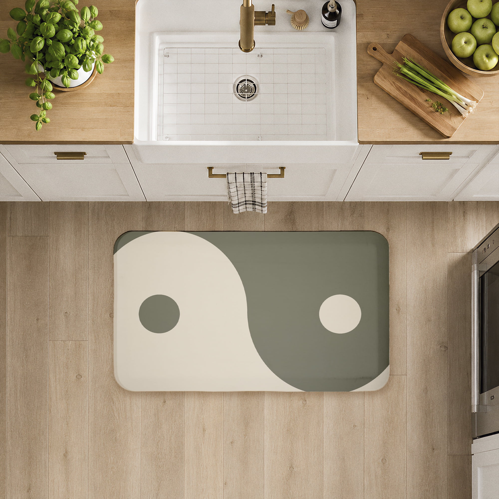 Stupell Industries Curved Neutral Yin Yang Symbol Printed Anti-Fatigue Floor Mat, design by Ziwei Li