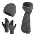 thumbnail image 1 of CSChome Hat Scarf Gloves Set Winter Hat Scarf Set - Unisex Striped Solid Color Thick Warm Elastic Non-Slip Cozy, 1 of 7