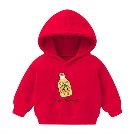 Eltusu Toddler Girls Casual Hoodies Long Sleeve Pullover Loose Fall Girls Sweatshirts Red Size 5 T