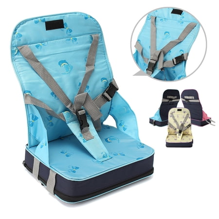 Infant Deluxe Comfort Folding Booster Seat For Baby Feeding Dining High Chair - Fiber Cloth Nylon Sponge 12x9x17"