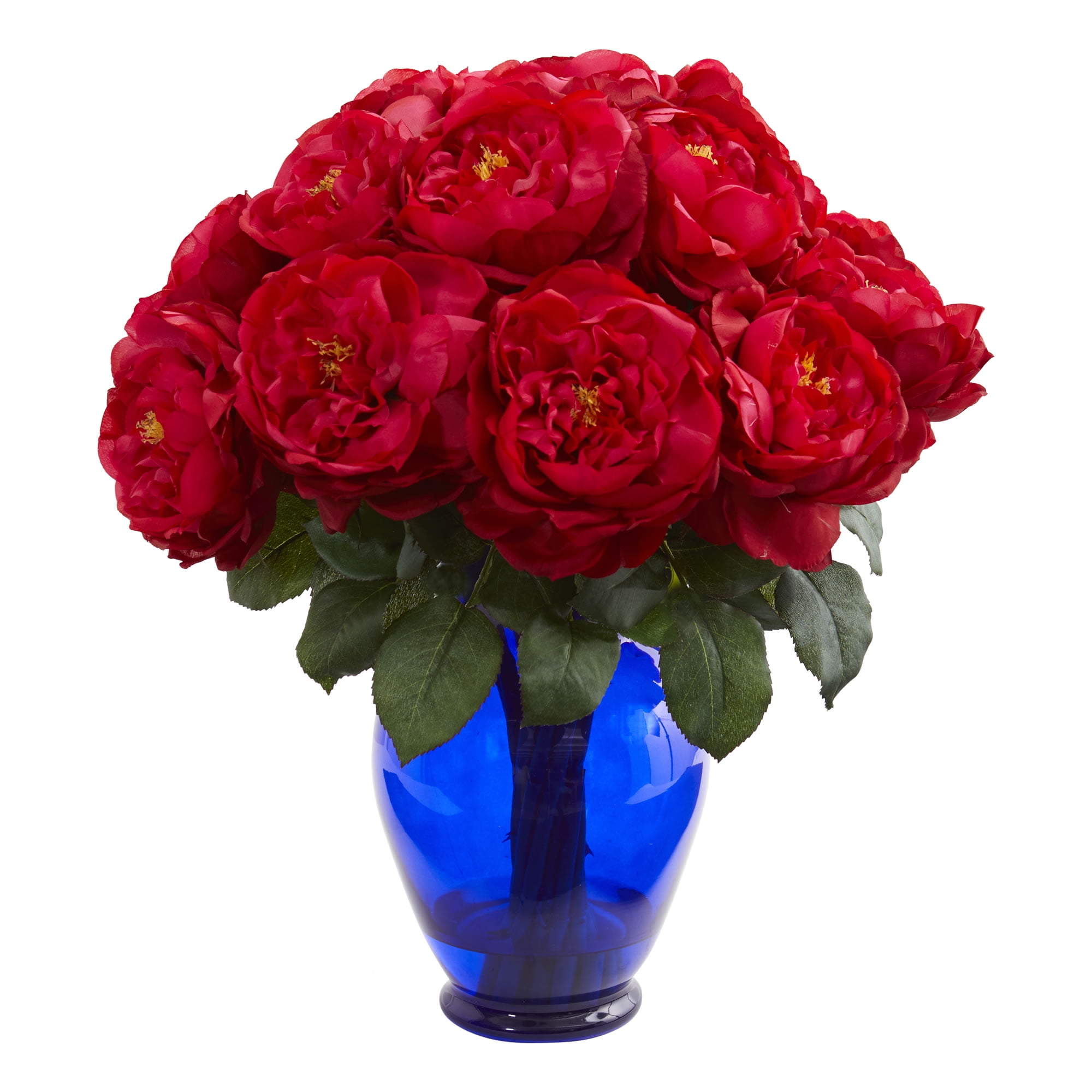 Nearly Natural Rose Artificial Arrangement in Rose Colored Vase ...