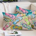 thumbnail image 2 of Colorful Flip Flops Pillow Covers 12"x20", Summer Blue Beach Ocean Soft Brushed Microfiber Breathable Throw Pillow Covers, Decorative Pillowcase with Zipper for Couch Sofa Bedroom Living Room, 2 of 9