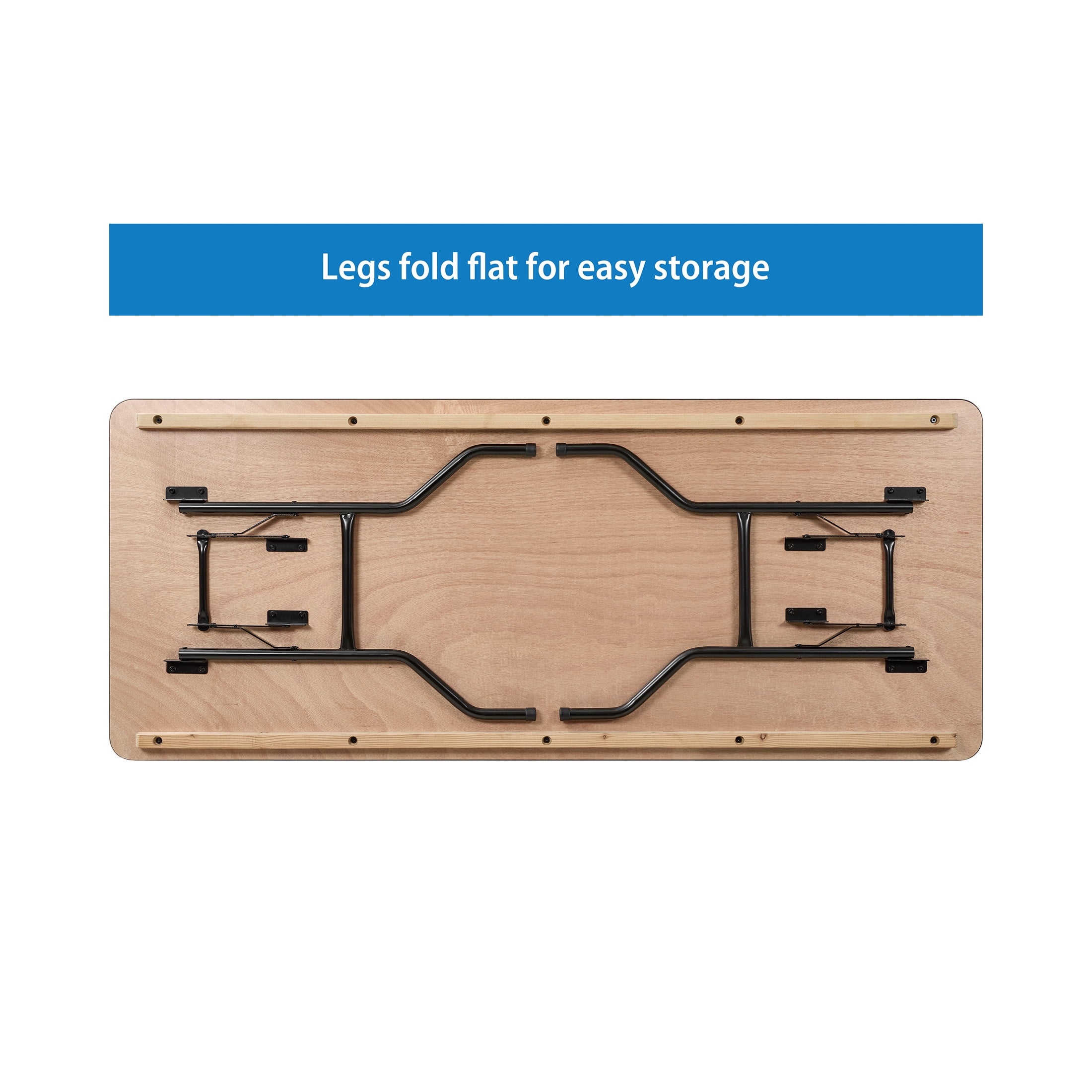Mainstays 6' Wood Banquet Fixed Table Top Folding Legs Table, Natural