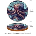 thumbnail image 3 of Fish 6PCS Microfiber Leather Round Coasters, 11x11 cm/4.3x4.3 in - Set of 6 Drink Coasters for Home and Office Use, 3 of 6