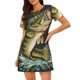 thumbnail image 1 of Disketp Largemouth Bass jumps out of water para Camisón Corto de Manga Corta para Mujeres, Camisón Cómodo con Escote Redondo, Bonito y Confortable, 1 of 6
