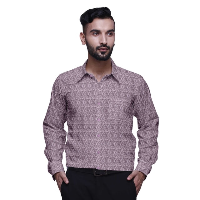 BESTMAN Cotton Formal Shirts For Men Slim Fit Printed Full Sleeve Shirts For Men