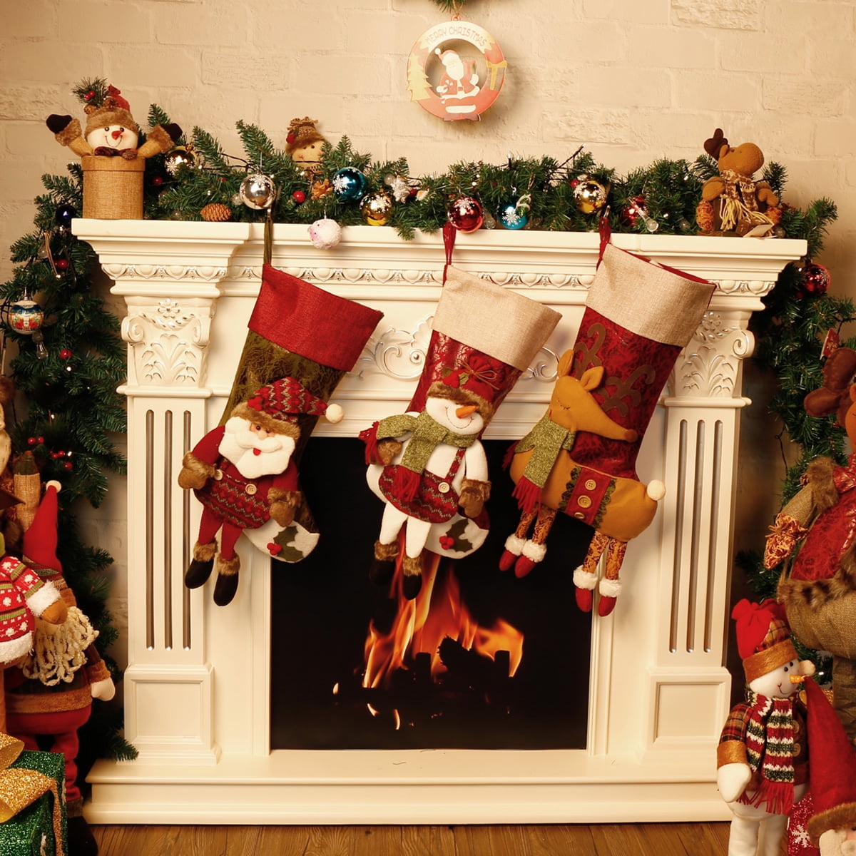 18&quot; Christmas Stocking Classic Personalized Large Stockings Santa, Snowman, Reindeer Xmas