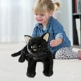 thumbnail image 3 of Gallickan Black Cat Plush Toy, Realistic Lying Down Stuffed Animal Cat, Soft Fluffy Kitten Plushie, Cute Poseable Decor for Home, Office, Car, Black, 3 of 8