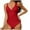 Red, variant on GYUJNB Womens One Piece Swimsuits Ruched Bathing Suits Strappy V Neck Monokini,S