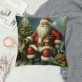 thumbnail image 2 of Orinice Santa Claus Reindeer Christmas Tree Graphic Decorative Throw Pillow Cover for Home Couch Living Room Sofa Bedroom, Winter Season Car Cushion Pillowcase, 1PC 18x18in, 2 of 5