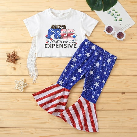 

Cathalem Baby Girl Clothes Cotton Toddler Kids Girls Short Sleeve Independence Day 4th Of July Letter Printed Winter Clothes Teen Childrenscostume White 3 Years
