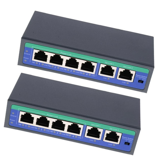 2x Conmutador adaptador de corriente Ethernet PoE de 6 puertos 4 puertos PoE y 2 enlaces ascendentes 10 / 100Mbps Hugo interruptor pasivo
