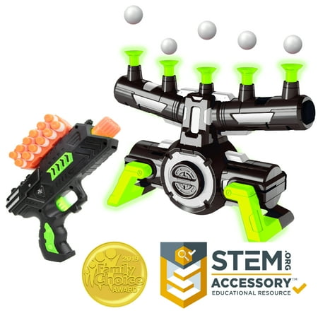 Astroshot Zero-GX Nerf Compatible Target Glow in the Dark Shooting Game with Blaster Toy Gun, 10 Floating Orb Targets, and 12 Foam Dart Nerf (Best Small Game Gun)