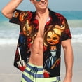 thumbnail image 3 of Lsque Chucky Pattern Hawaiian Shirt for Men Unisex Summer Beach Casual Short Sleeve Cotton Linen Button Down Shirts-Small, 3 of 6