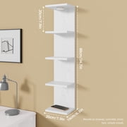 Fairy 5-Tier White Vertical Floating Shelves with LED Accent Light, Wall Mounted Storage Organizer for Small Spaces