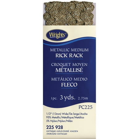 UPC: 0070659723902 | Medium Metallic Rickrack 1/2 X3yd – Antique Gold