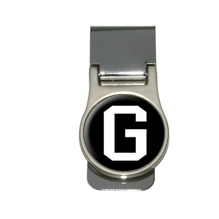 Letter G Initial Black White Money Clip